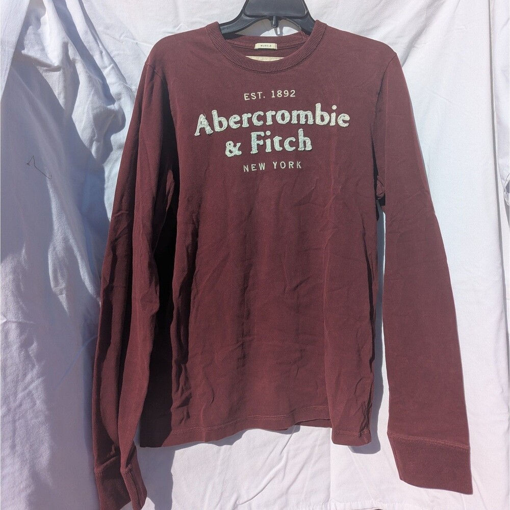 Abercrombie & Fitch Logo Mens Size Large Cotton Shirt Pullover Crew Neck